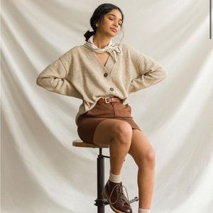 OLIVE Flecked Boyfriend Cardigan in Oatmeal